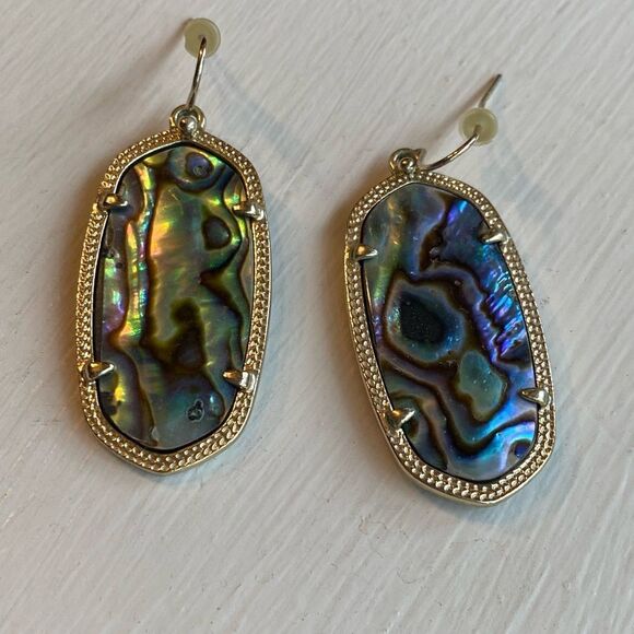 KENDRA Scott gold Elle earrings in abalone‎ - Picture 2 of 4